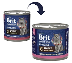 Brit Premium by Nature консервы для стерилизованных кошек (Кролик и брусника)